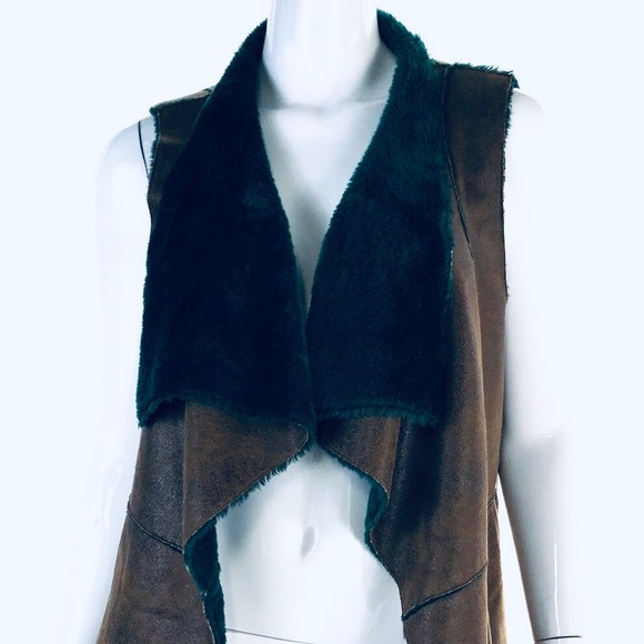 NWT Whiskey Boho Chic Faux  Suede/Fur Vest - Picture 1 of 4